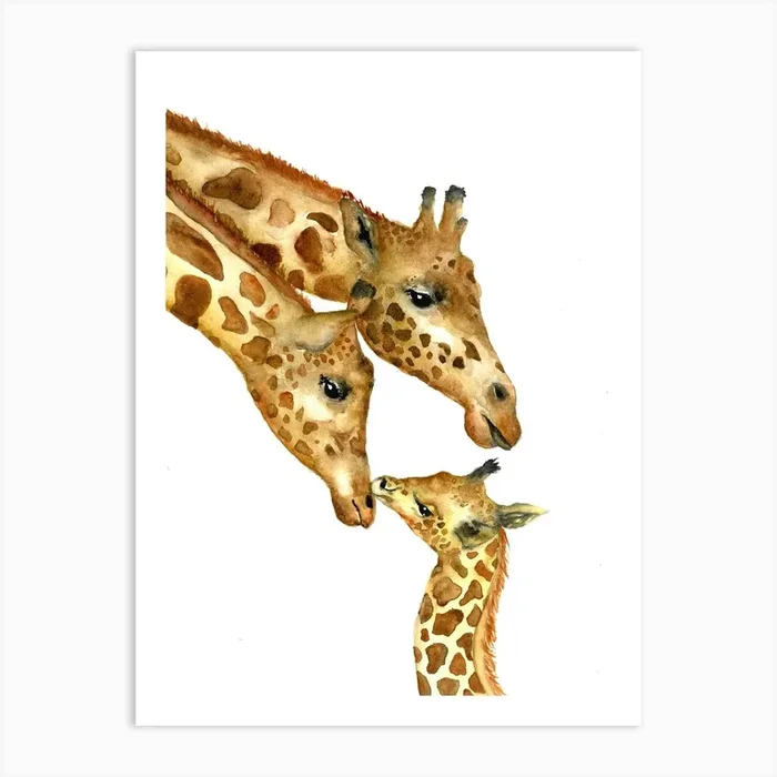 Giraffe Family Art Print by ANDA Design