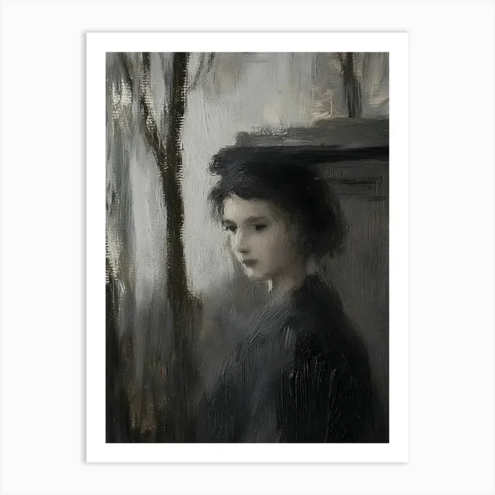 Girl In A Black Hat Art PrintA by ArtMart