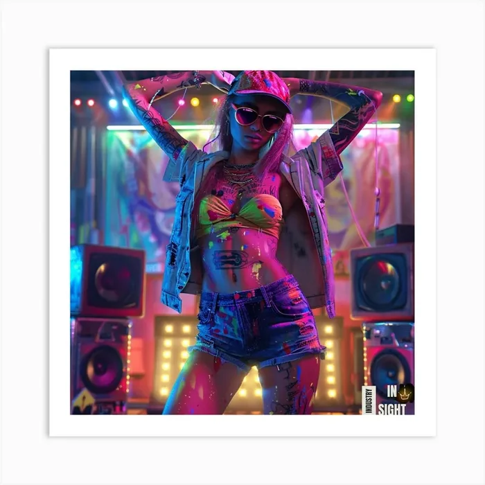 Girl In A Neon Outfit Art Print by In Sight Media
