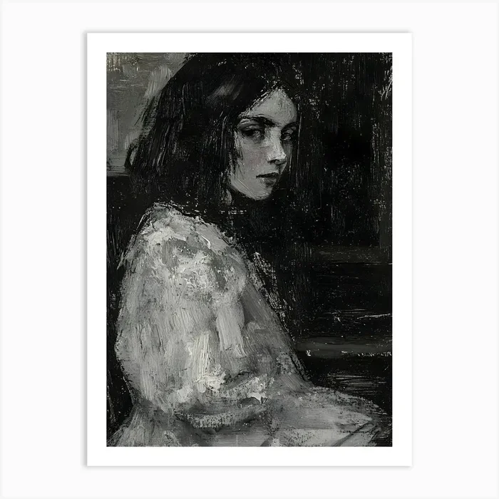 Girl In Black And White Art PrintA by ArtMart