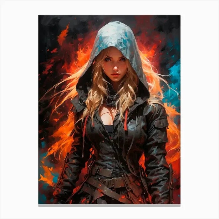 Girl In Flames Canvas PrintV by viart.