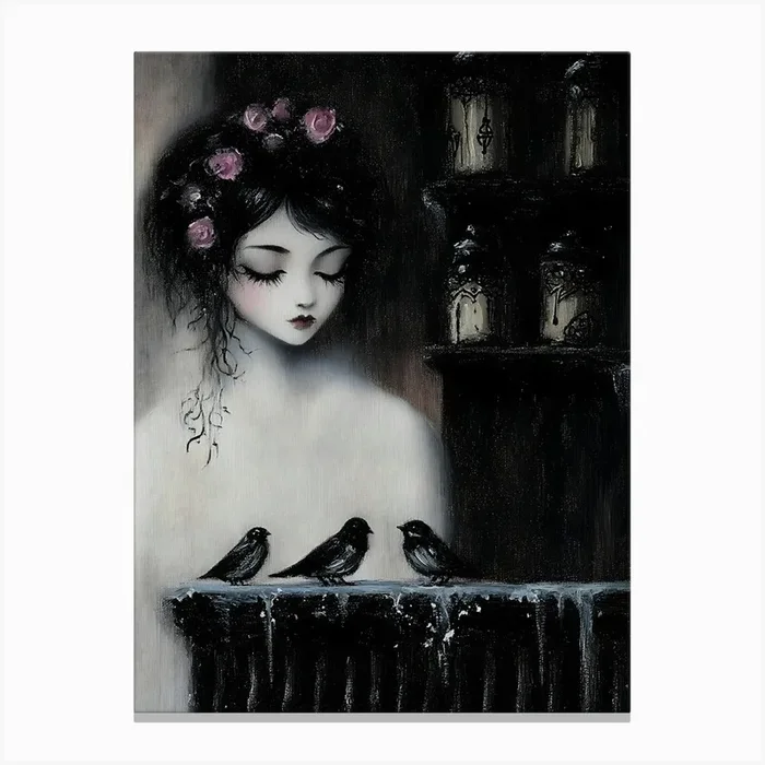 Girl With Birds 1 Canvas PrintA by ArtMart