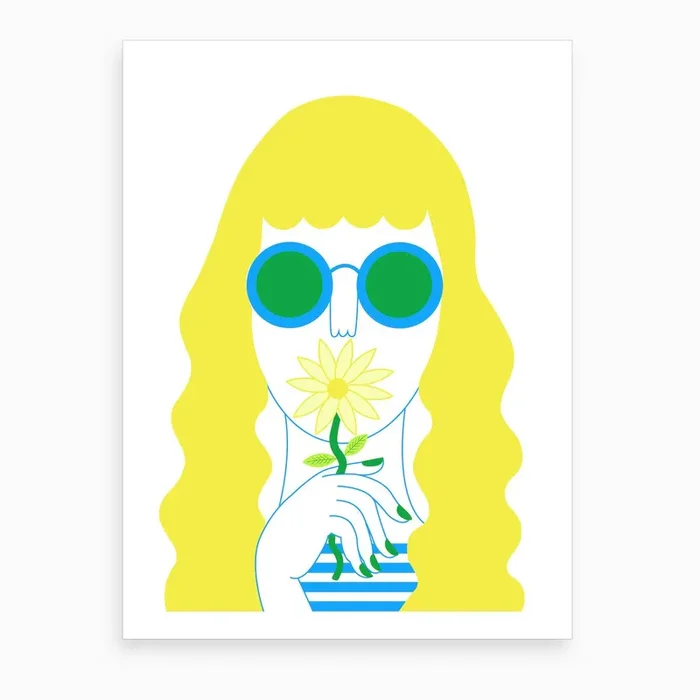 Girl with Daisy Art Print by Emily Eldridge
