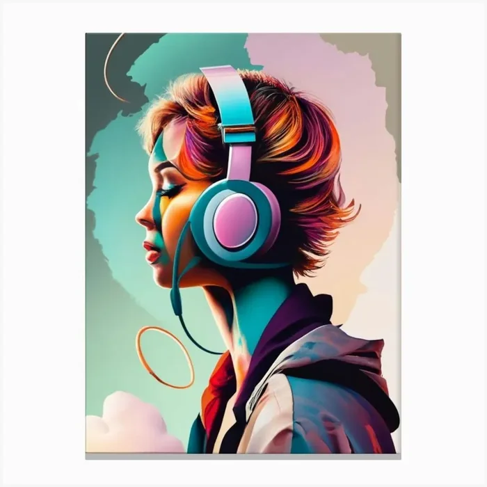 Girl With Headphones 17 Canvas Print by FOX & JAY