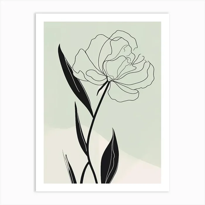 Gladioli Line Art Flowers Illustration Neutral 1 Art Print by Fusion Designs