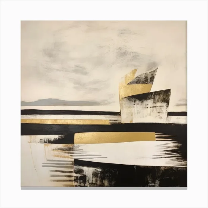 Gold Black Shape S 2 Canvas Print by Irena Orlov