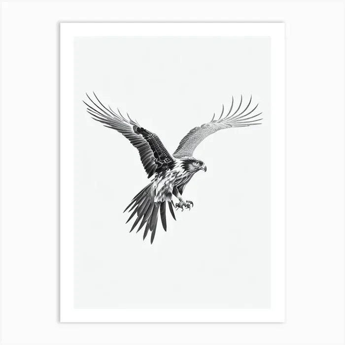 Golden Eagle B&W Pencil Drawing 2 Bird Art Print by Featherline