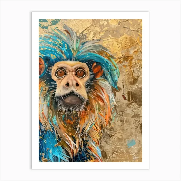 Golden Lion Gold Effect Collage 2 Art Print by Tropic of Eden