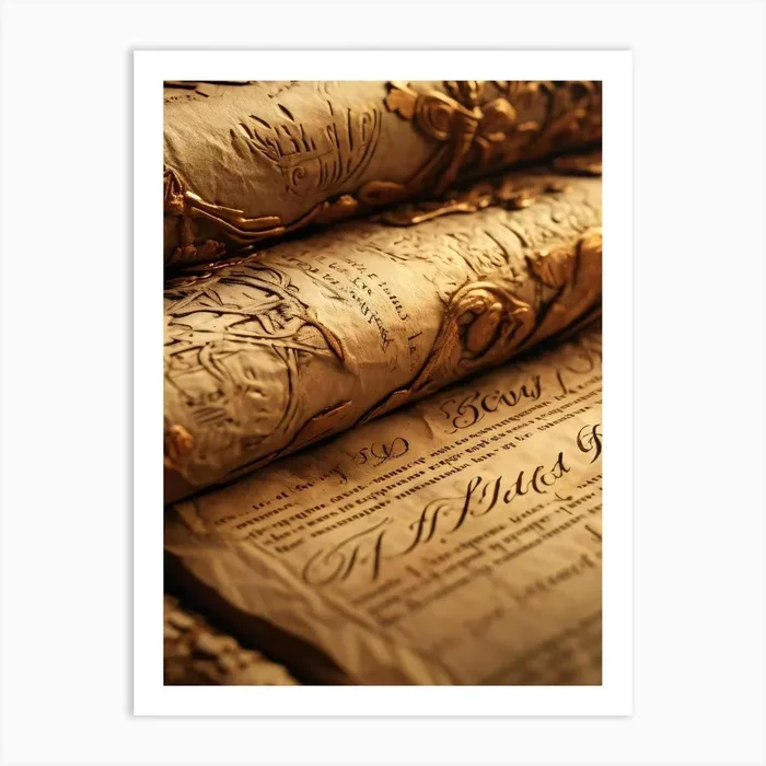 Golden Scrolls Art Print by KWY09