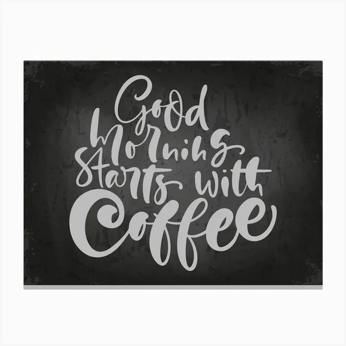 Good Morning Starts With Coffee — coffee poster, coffee lettering, kitchen art print, kitchen wall decor Canvas Print by Synthwave1950