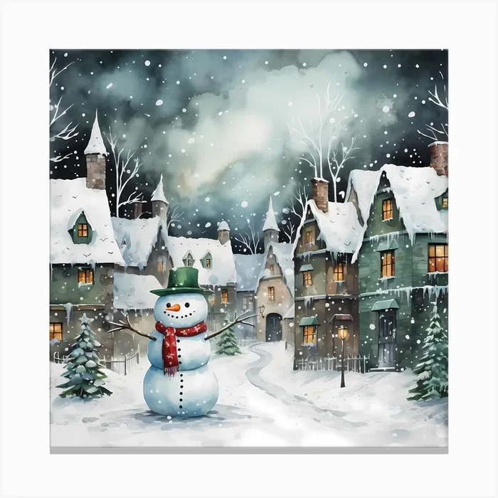 Graceful Glow: Watercolour Christmas Radiance Canvas Print by Quantum Vivid Digital Art