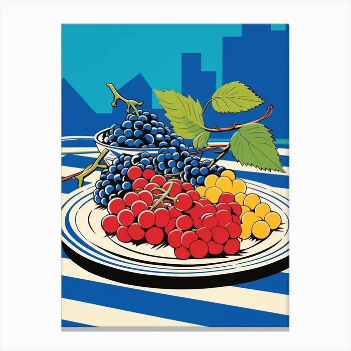 Grapes Pop Art Inspired Canvas Print by PopArt Pals