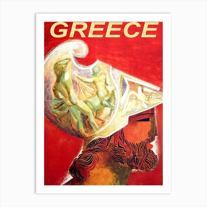 Greece, Profile Of A Man From Hellenic Culture Art Print by Vintage Spirit