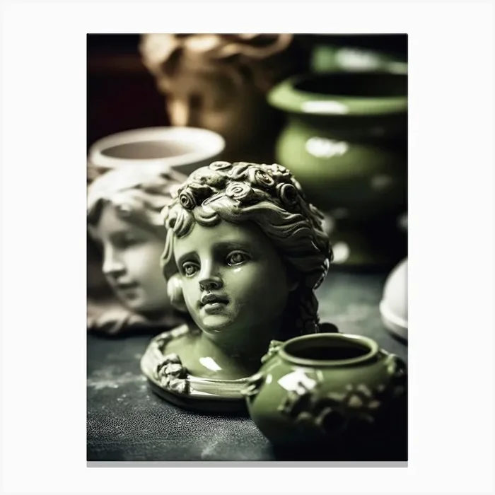 Green Ceramic Canvas Print by Treechild