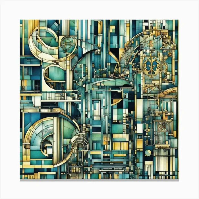 green deco abstract Canvas PrintC by CardinalBiggles