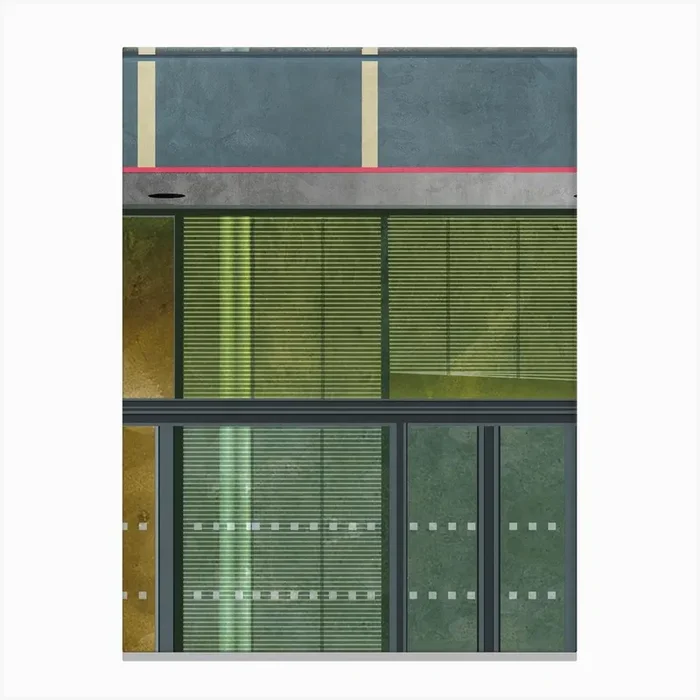 Green Facade Windows Print Canvas Print by Greetstreet