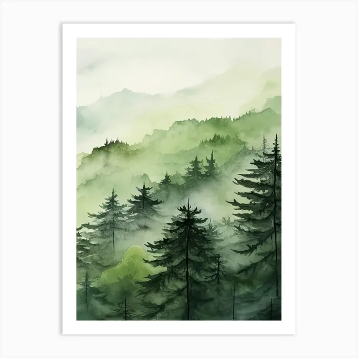 Green Forest Nature Scenery 3 Art Print by Mambo