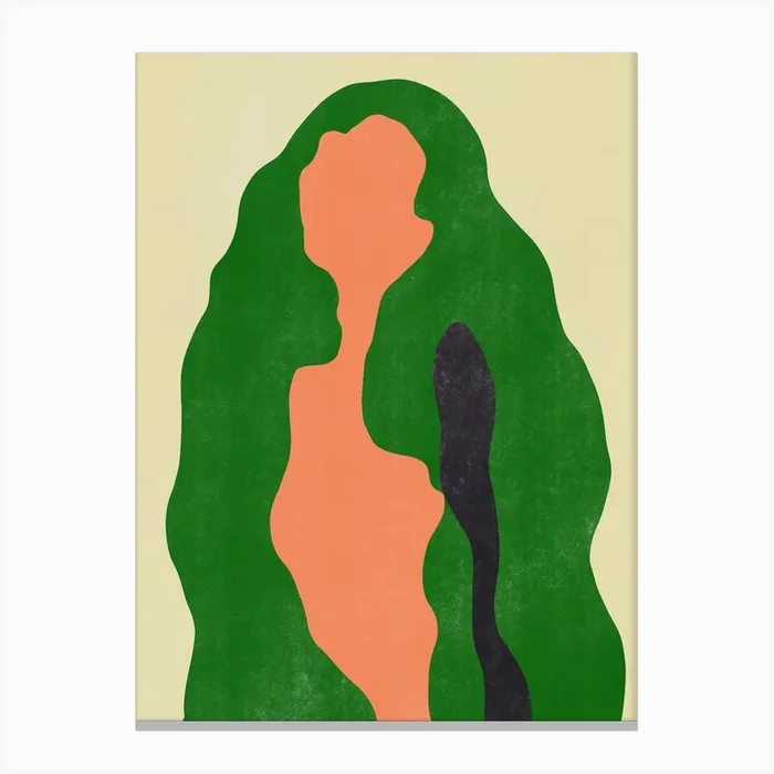 Green Hair Girl Canvas Print by Little Dean