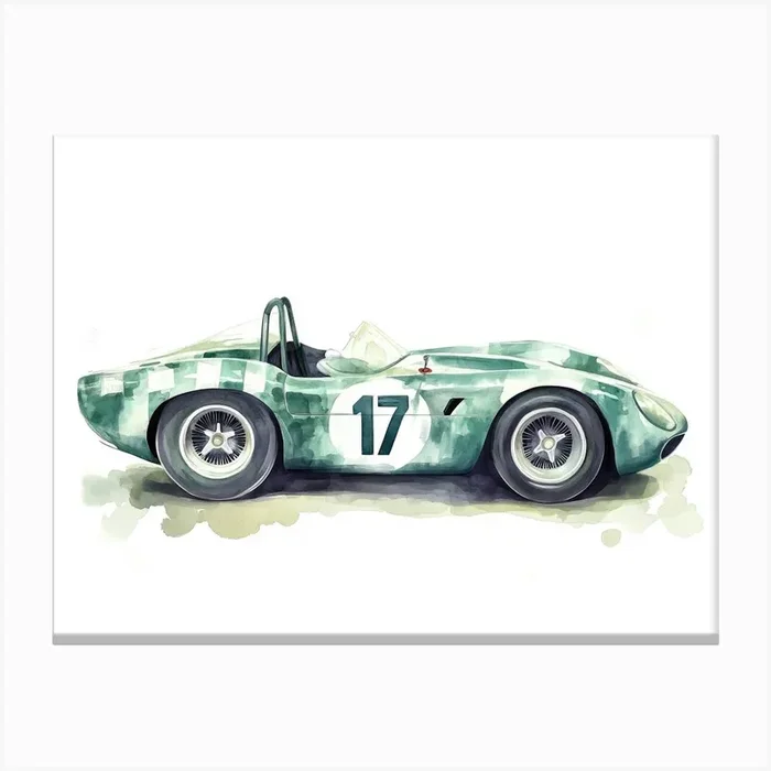 Green Race Car Canvas Print by Banevici