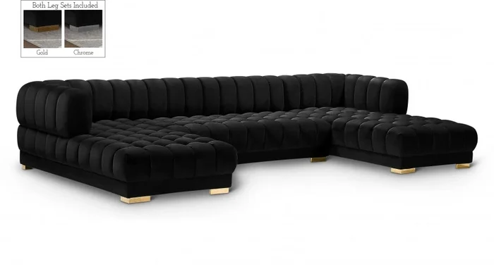 Gwen 143 ” Velvet Upholstered 3pc. Sectional