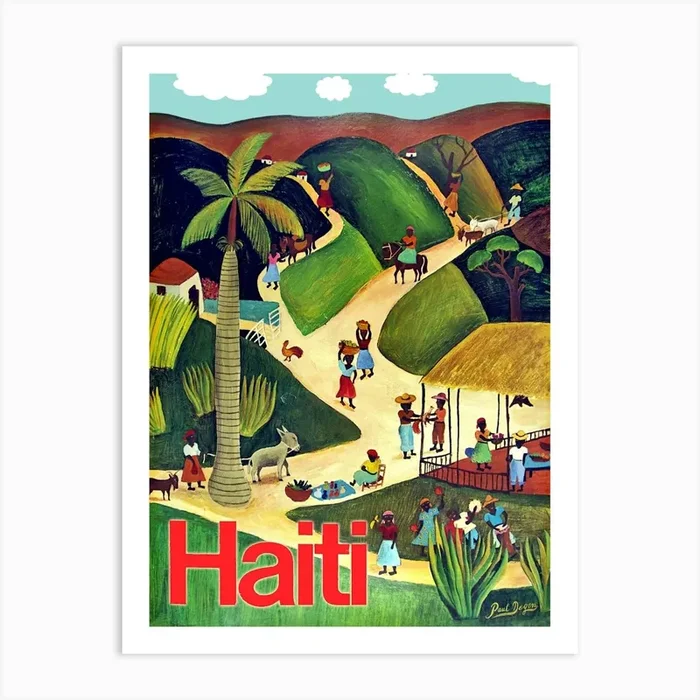 Haiti, Painting Of Traditional Village Art Print by Vintage Spirit