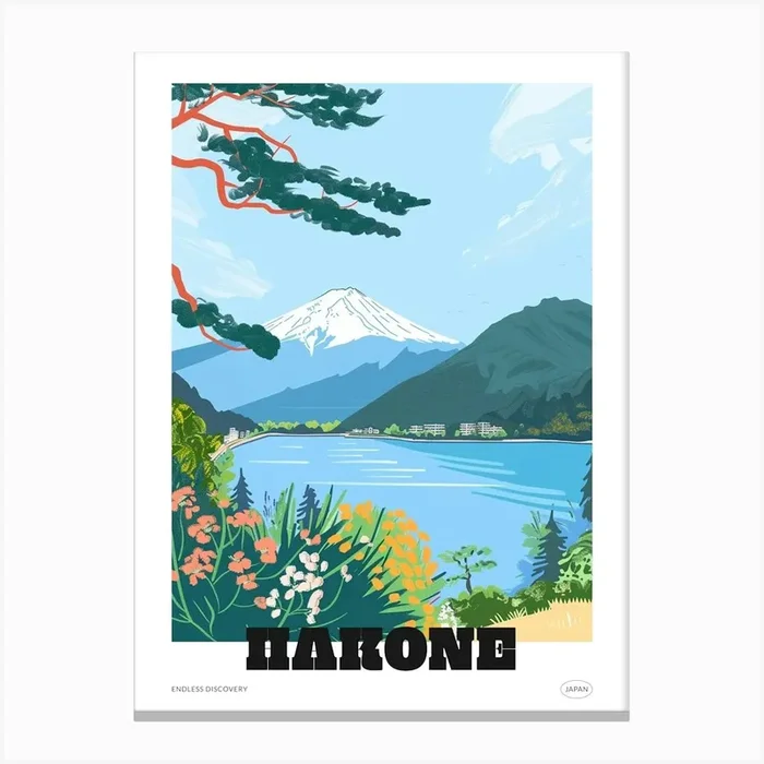 Hakone Japan 1 Colourful Travel Poster Canvas Print by Japan Journey