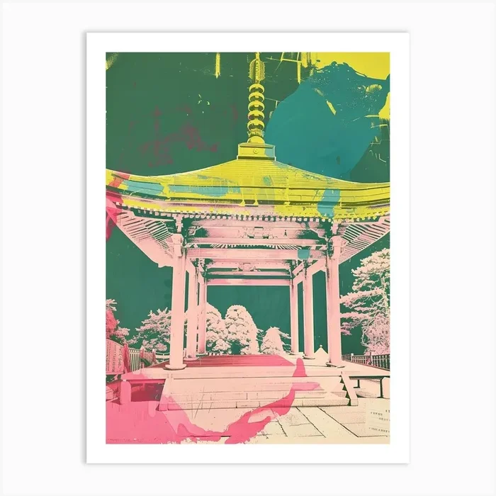 Hakone Japan Retro Duotone Silkscreen 3 Art Print by Japan Journey
