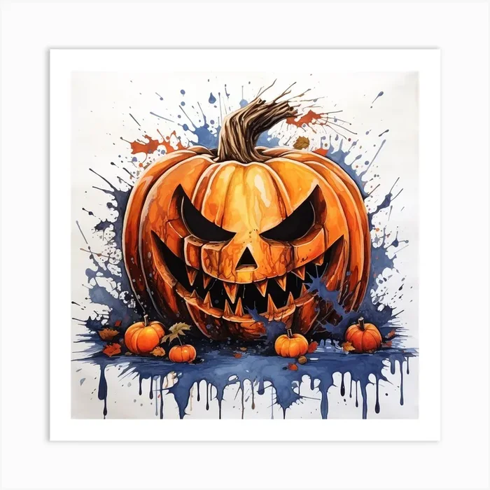 Halloween Pumpkin Art Print by PaigeDesigns