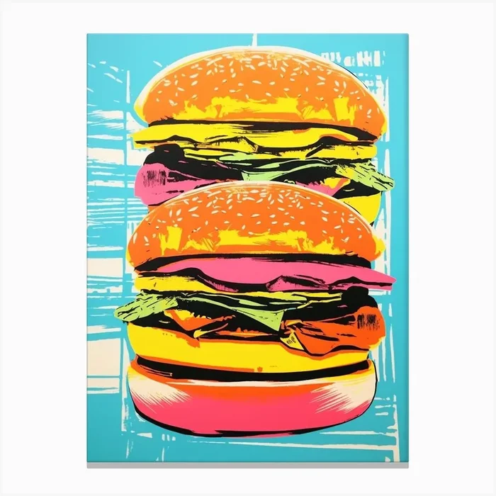 Hamburger Pop Art Retro 2 Canvas Print by PopArt Pals