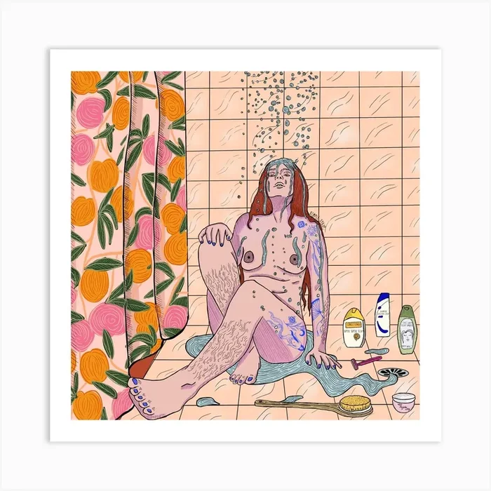 Hangover Shower Square Art Print by Simple Syrup