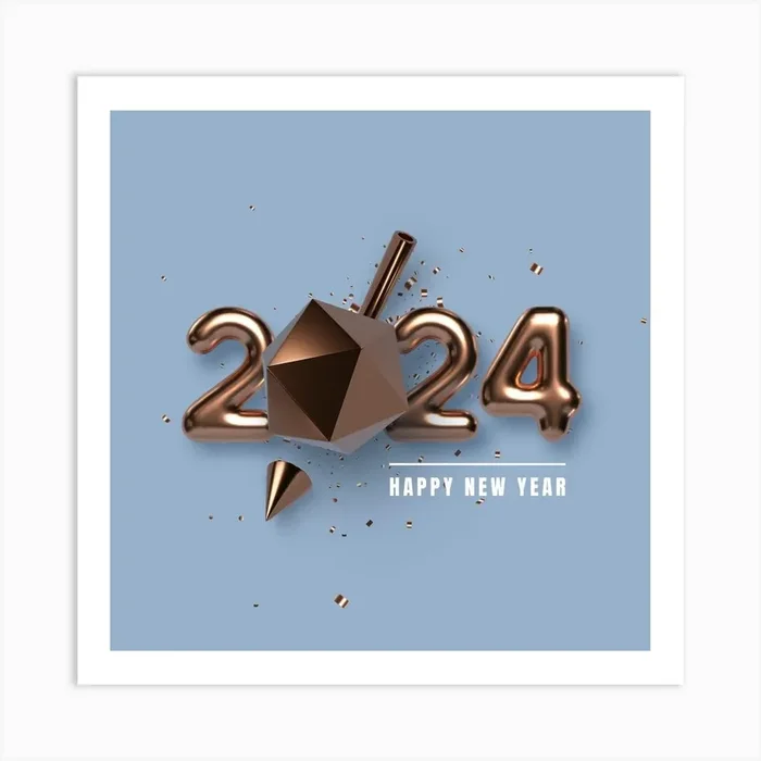 Happy New Year 2024 Art PrintS by ShobiArtist