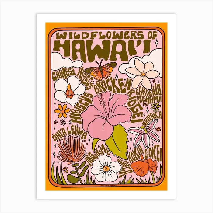 Hawaii Wildflowers Art Print by Doodle By Meg