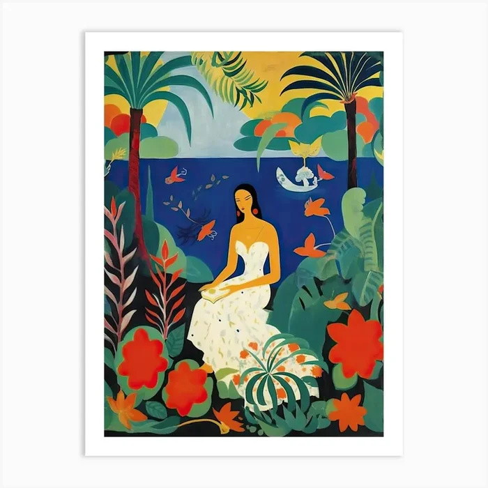 Hawaiian Girl Beach Art Print by Mambo