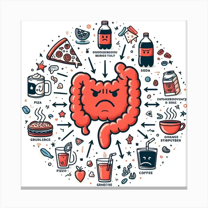 Health Gut Health Intestines Colon Body Liver Human Lung Junk Food Pizza Canvas Print by Etnousta