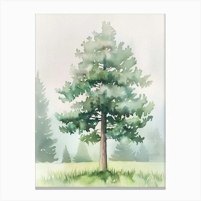 Hemlock Tree Atmospheric Watercolour Painting 3 Canvas Print by Bough And Bloom Artistry