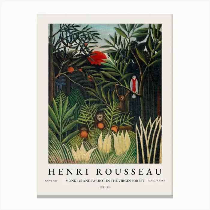 Henri Rousseau Monkeys And Parrot In The Virgin Forest Canvas Print by Mambo