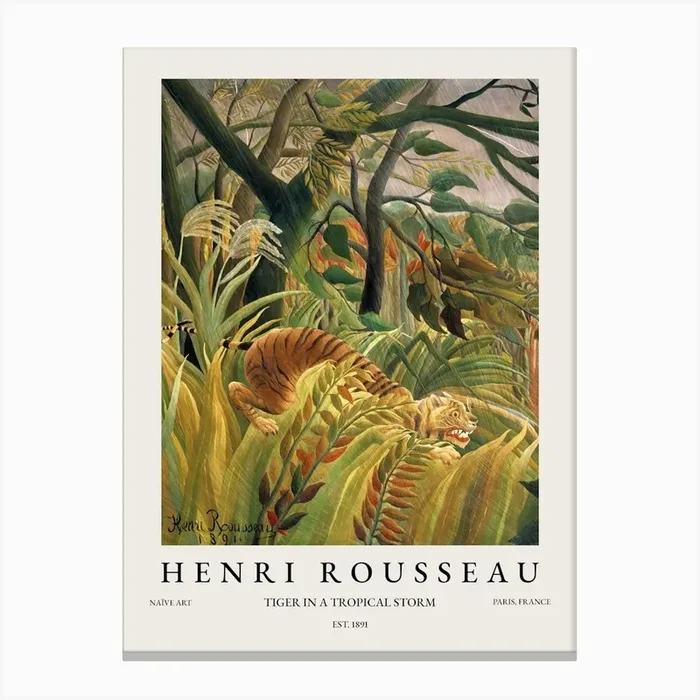 Henri Rousseau Tiger In A Tropical Storm Canvas Print by Mambo