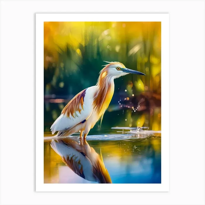 Heron In The Water Art Print by Nature And Wildlife Prints