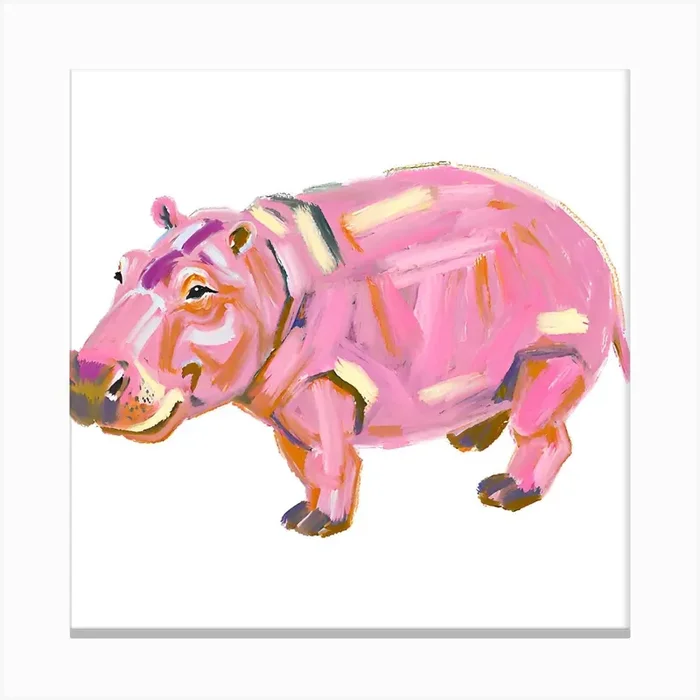 Hippopotamus 03 1 Canvas Print by Lisa Baum