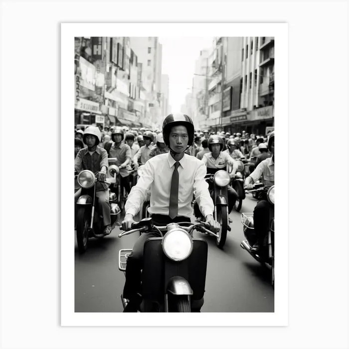 Ho Chi Minh City Vietnam Black And White Old Photo 2 Art Print by Monochrome Vistas
