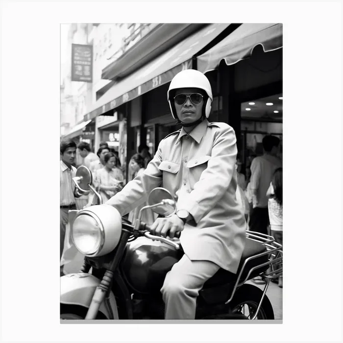 Ho Chi Minh City, Vietnam, Black And White Old Photo 3 Canvas Print by Monochrome Vistas