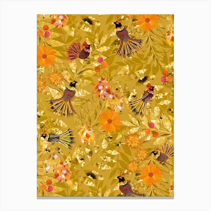 Home Bird Gold Canvas Print by Rachel Parker Designs