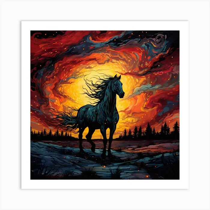 Horse At Sunset 1 Art Print by DBmedia