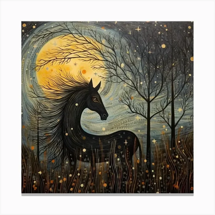 Horse In The Moonlight Canvas Print by DBmedia