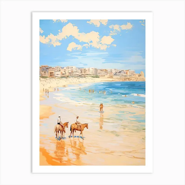 Horse Painting In Bondi Beach Post Impressionism Style 2 Art Print by Equine Masterpieces