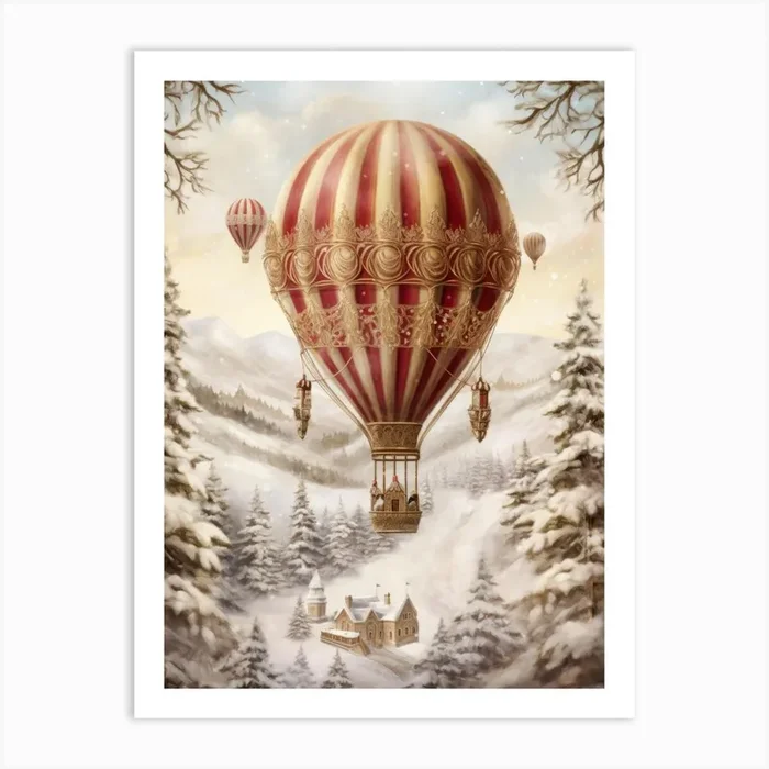 Hot Air Balloon In The Snow Art Print by DBmedia