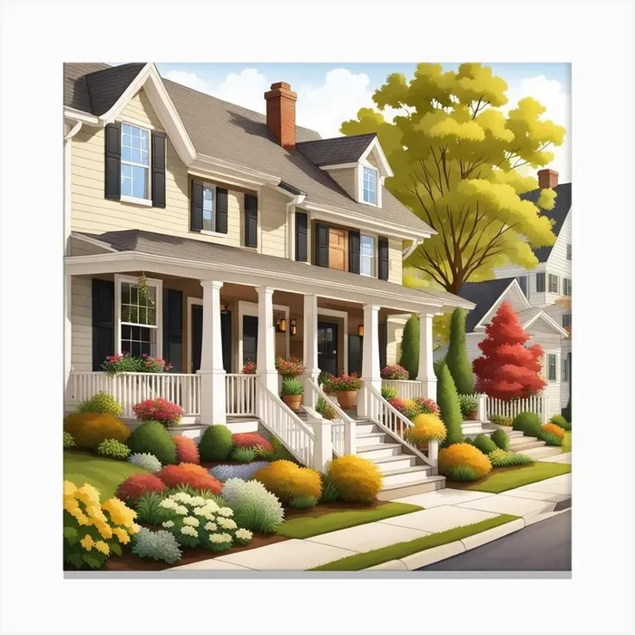 House On A Street Canvas PrintW by Wisdom