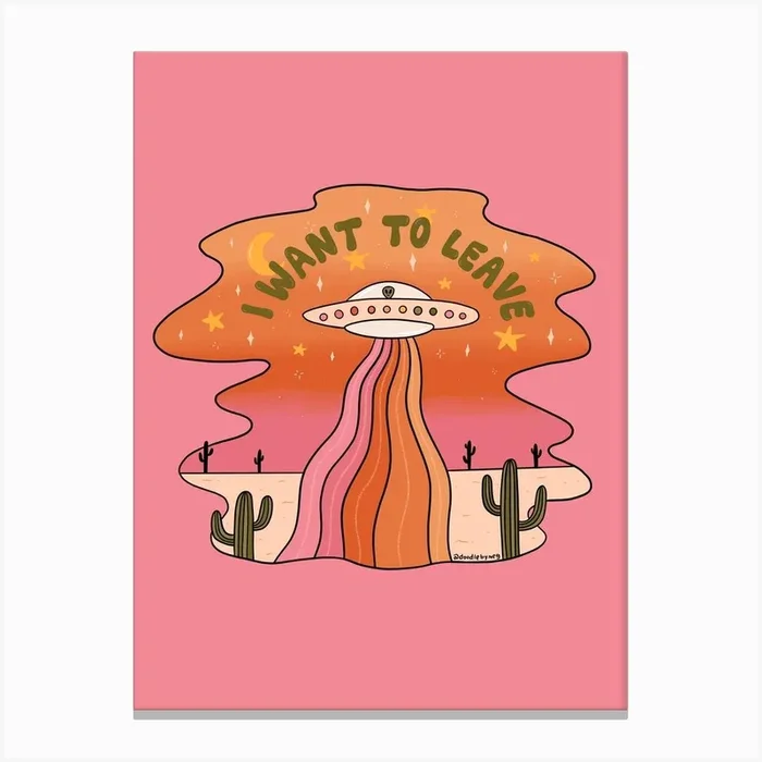 I Want To Leave Canvas Print by Doodle By Meg