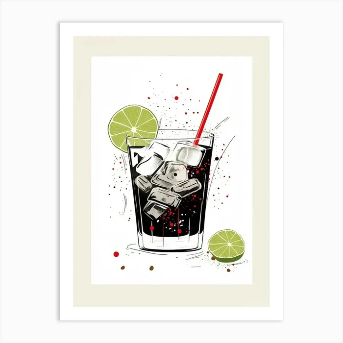 Illustration Cuba Libre Floral Infusion Cocktail 4 Art Print by Artful Mixology