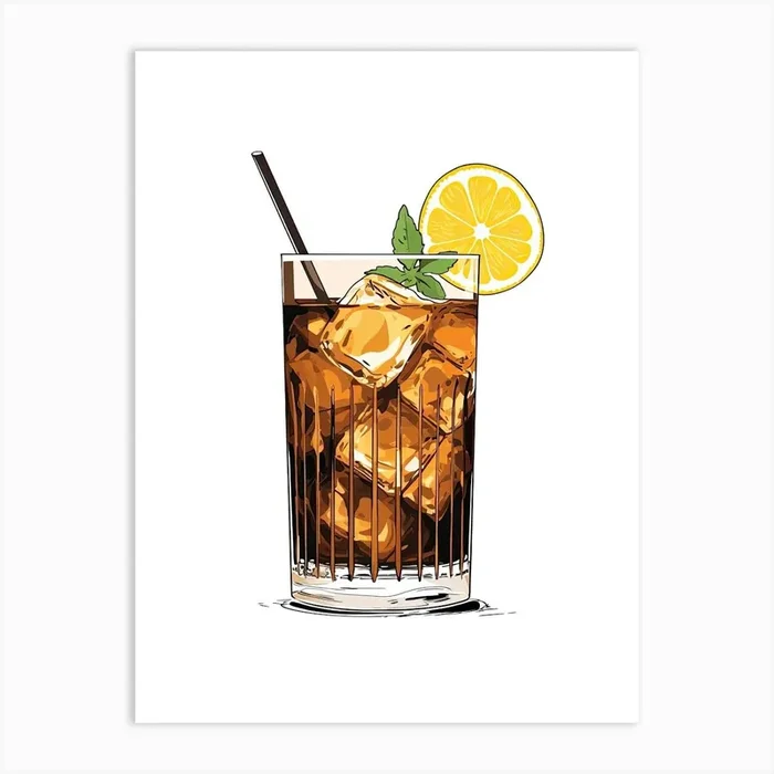 Illustration Long Island Iced Tea Floral Infusion Cocktail 4 Art Print by Artful Mixology